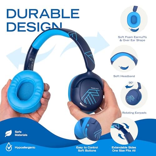 PowerLocus Kids Active Noise Cancelling Headphones, 70 Hours Playtime — view 4