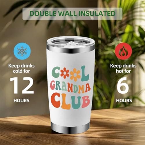 Yuecda Mothers Day Grandma Gifts-Cool Grandmas Club Tumbler 20oz, Birthday Gifts for New Grandmas, First Time Grandma-to-be, Nana, Mimi, Gigi Christmas Coffee Cup — view 3