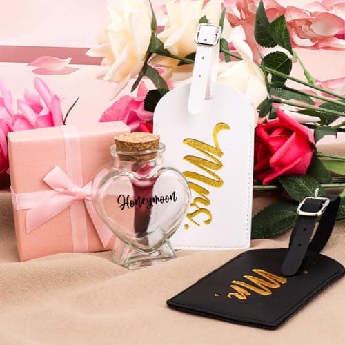 Honeymoon Sand Keepsake Jar Set with Mr and Mrs Luggage Tags, with Pink Gift Box,Perfect Honeymoon Gifts for Couples,Bridal Shower Souvenirs,and Romantic Travel Accessories,No Sand Included — view 6