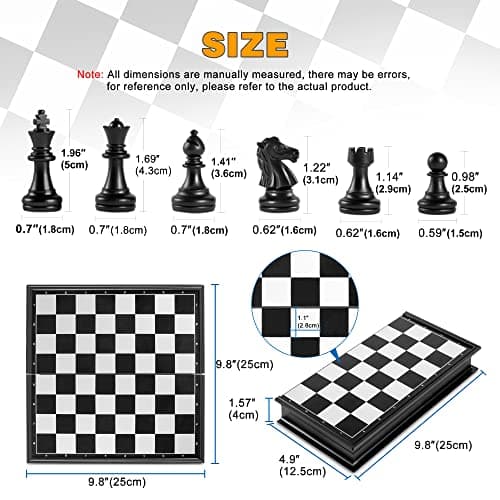Snocyo Chess Set, Magnetic Folding Travel Chess Board with Pieces for Kids and Adults, Educational Board Games Gifts (Black/White) — view 3