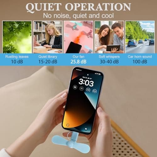 Beavorty 5pcs Mini Cell Phone Fan 2-in-1 : Phone Fan Bulk Usb C Micro Usb Portable Air Cooler with Two Leaves Cooling Ventilator for Travel Bus Subway — view 3