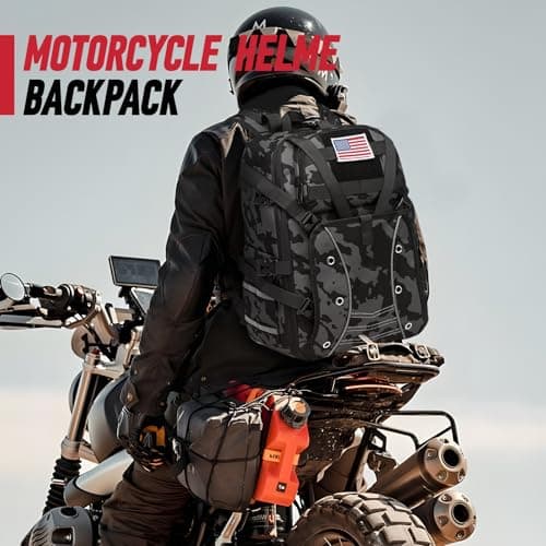 RUCYEN Motorcycle Helmet Bags, Large Capacity Waterproof Helmet for Men, Motorcycle Accessories Helmet Storage Cycling Bag (Black Camo) — view 6