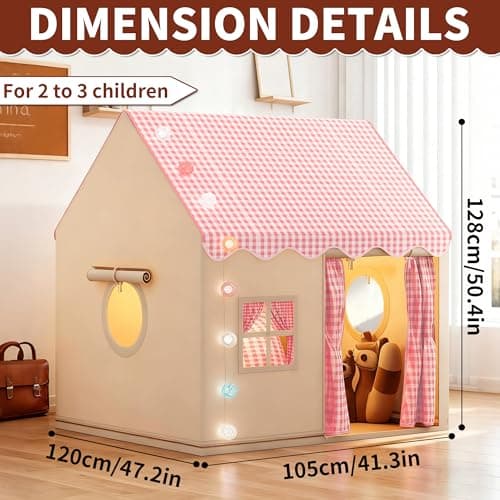 FREEAMG Kids Play Tent with Multi-Coloured Ball Lights & Storage Bag Pink — view 3