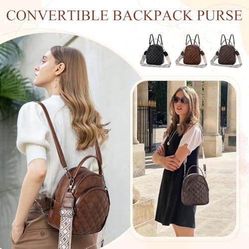 VX VONXURY Small Backpack Women, Fashion Vegan Leather Ladies Purse Mini Vintage Shoulder Bag for School Work Travel — view 6