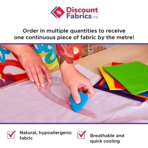 100% Cotton Fabric 60 Inch 150cm Wide 150GSM Material for Sewing, Dressmaking, Quilting, Curtain Linings, Pillowcases & Totes Fabric by The Half Metre by Discount Fabrics LTD(White, 0.5m) — view 6