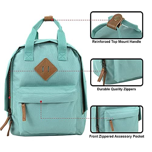 MADISON & DAKOTA Canvas Mini Backpack for Everyday & Day Pack Rucksack in Solid Color Blocks, Green, S, Traveling — view 2