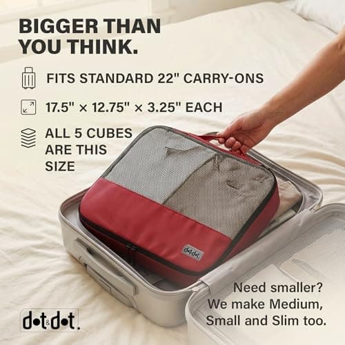 Travel Packing Cubes (Large 5pc - Red/Yellow/Green/Blue/Purple) — view 2