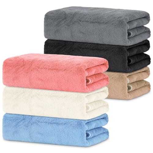 DHNDO 6 Pack Large Bath Towels for Bathroom, 140 x 70 cm Soft Absorbent Shower Towels Bulk Microfibre Quick Dry Towel for Daily Use Spa Gym Beach Pool Hotel (Multicolour)