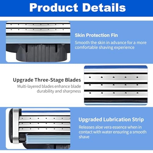 16 Pcs Razor Blades Compatible with Gillette Mach 3 Men Shaver — view 3