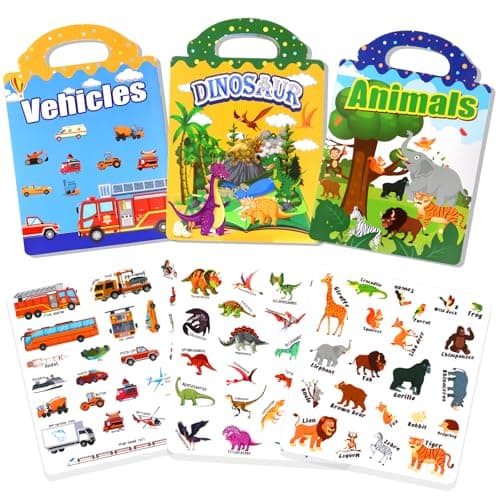 BuyCard 3 Pack Reusable Sticker Book for 2 3 4 Year Olds