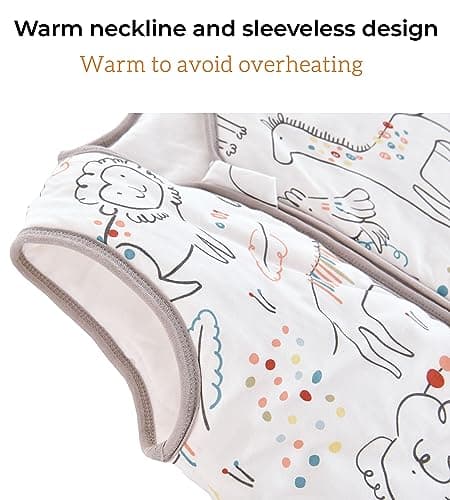 Chilsuessy Baby Sleeping Bag 2.5 tog Toddler Sleeping Bag 100% Cotton Nursery Bedding Kids Wearable Blanket Sleeping Sack for Infant Boys Girls Suitable All Year Round, Happiness Zoo, 130cm/4-6 Years — view 2