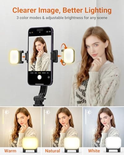GRIFEMA Selfie Stick Tripod with Fill Lights, 3 Colors & 6 Brightness — view 2