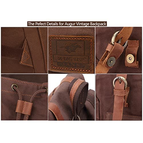 High Capacity Canvas Vintage Backpack - for School Hiking Travel 12-17" Laptop Backapcks for Men Casual Daypacks (Larger-Coffee) — view 5