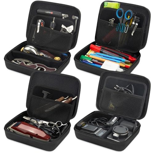 deleyCON Travel Accessories Organiser Bag Felt Large - Hard Case with Dividers - for Electronics, Charger, Power Supply, Cable, Car, Travel Accessories, Hair Clipper, Camera, Tools - Black — view 4