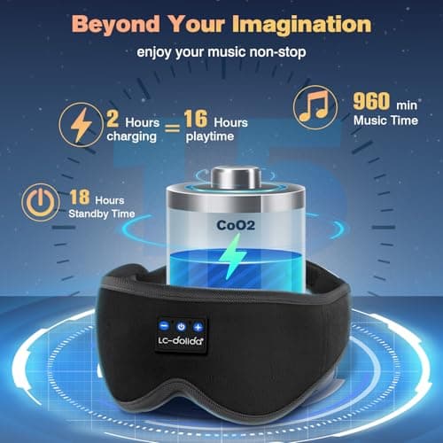 LC-dolida Bluetooth Sleep Eye Mask Headphones,15H Battery & Total Blackout — view 5
