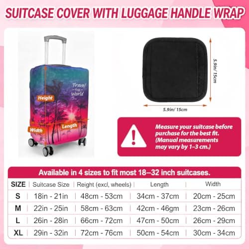 Sueving Elastic Luggage Cover, 29-32 Inches Extra Large Suitcase Covers Protectors with Zipper, Suit Case Covers for Luggage Business Trips, Holidays, Travel (Pattern 1, XL) — view 5