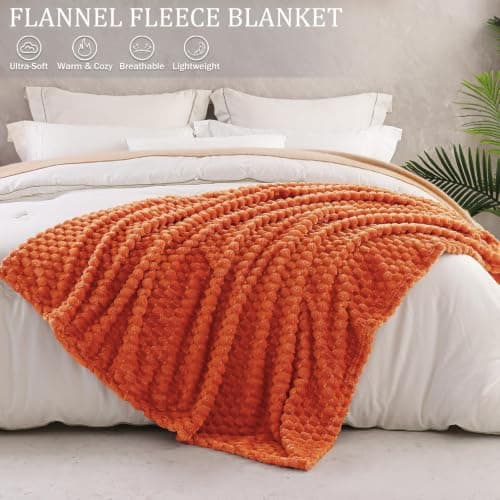 Exclusivo Mezcla Large 3D Fleece Blanket for Sofa, Couch, Burnt Orange — view 2