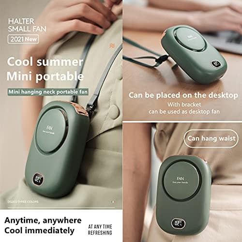 Mini Wearable Personal Fan Hanging Neck Fan Rechargeable Portable Summer Cooling Fan with Lanyard and Bracket Powerful 3 Speed 120 Degree Wide-angle Clip on Waist Outdoor Bladeless Small Fan (WHITE) — view 4