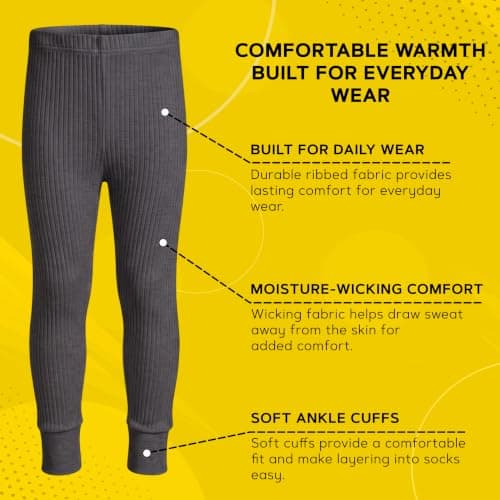 Octave Boys Thermal Underwear Long Johns/Pants/Long Underwear (UK, Age, 2 Years, 3 Years, Regular, Charcoal, 2 Pack) — view 5