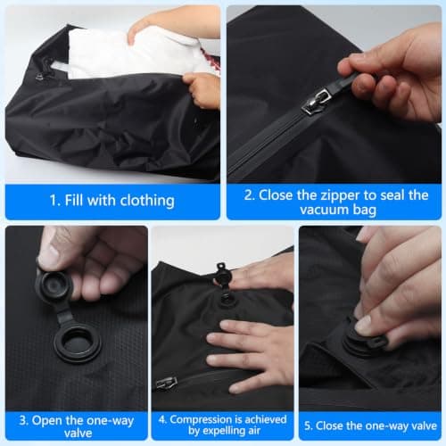 Vacuum bags for Clothes and Travel, 44L Reusable TPU Vacuum Storage Bags with Airtight Seal, IP67 Waterproof Nylon Organizer Vacuum Travel Space Saver Bags for Suitcases and Backpacks — view 5