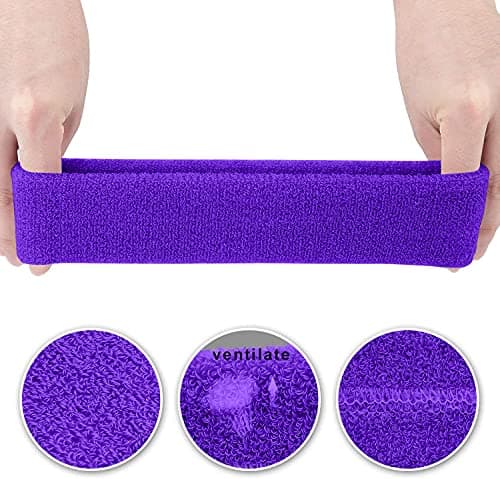 ATNKE LED Lighted Headband, USB Rechargeable Running Hat Ultra Bright 4 LED Waterproof Light Lamp Headlamp High Stretch Moisture Wicking Multi-Color/Purple — view 3
