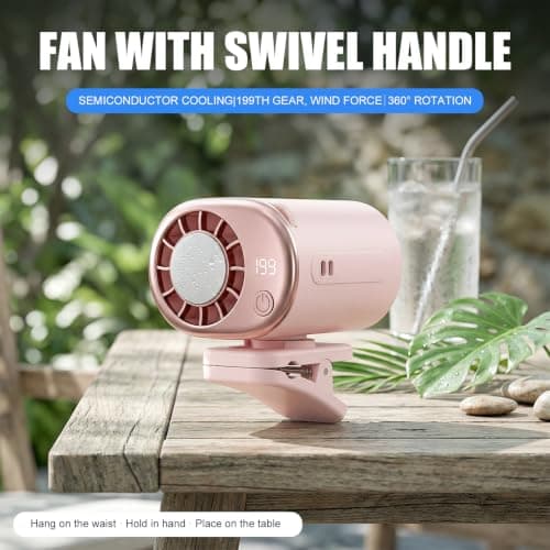 USB Car Clip Cooler Fan with LED Display (Pink) — view 3