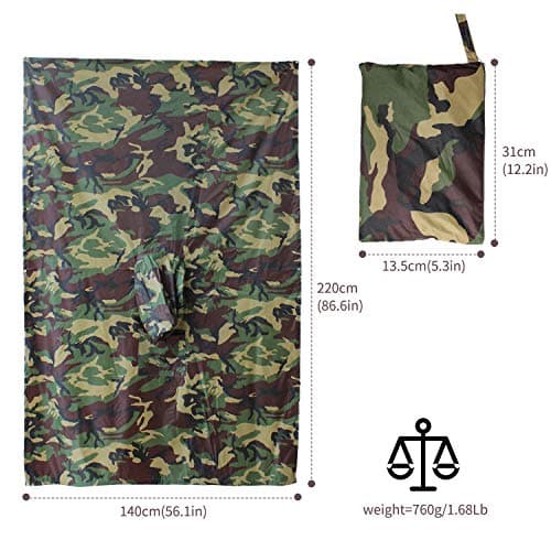 ElifeAcc Waterproof Poncho Multifunctional Rain Poncho Adult Waterproof for Outdoor Activities（Upgrade-Camouflage2） — view 6