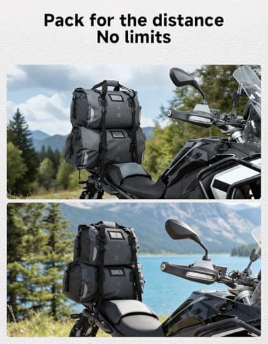 KEMIMOTO Motorcycle Saddle Bag, 65L Waterproof Tail Bag, Grey — view 6