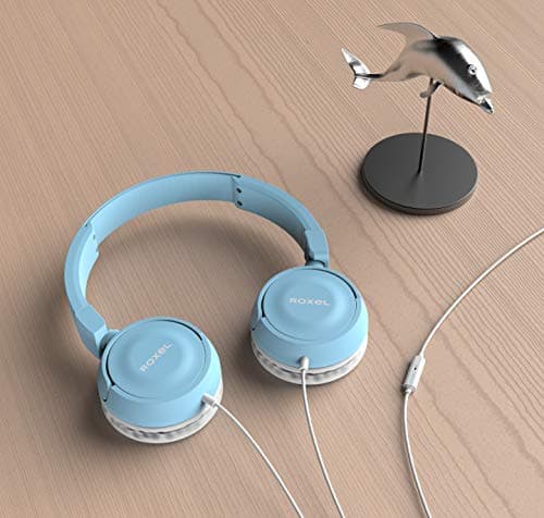 Roxel RX110 Lightweight Wired Foldable Headphones with Mic & Volume Control, On-Ear Headphones, Ergonomic Design, Answer Incoming Calls, Compatible with Android and IOS Devices (Blue) — view 4