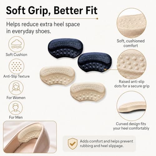 4 Pairs Self-Adhesive Anti-Slip Heel Cushion Pads for Oversized Shoes — view 3