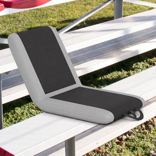 COSTWAY Padded Stadium Seat, Foldable Camping Chair with Back Support, 6 Reclining Positions and Carrying Handle, Portable Bleacher Chair for Sports Events, Concerts, Camping and Beach (1, Black) — view 2