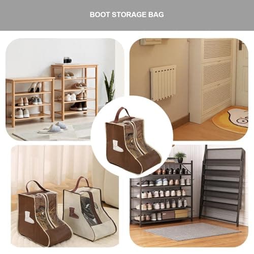 Work Boot Storage Bag - Dustproof Shoe Carrying Bag | Portable Boot Storage Bag With Handle, Protective Bag, Shoe Covers For Men, marrón, Short style, See description — view 4
