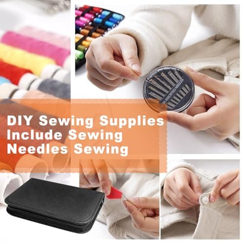 JUNING Travel Sewing Kit Portable Sewing Supplies Accessories for Adults, Beginner, Home, Emergency, Including Needle and Thread kit, Scissors,Tape Measure, Seam Ripper(XL-42 Threads-Black) — view 4