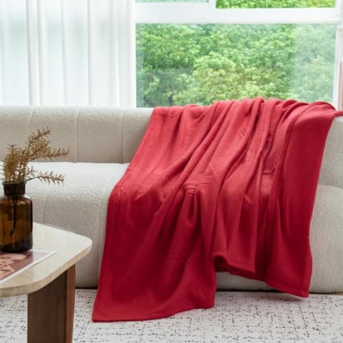 Adore Home Soft Warm Polar Fleece Blanket Large - Cosy Throw for Sofa, Bed, Travel, Car and Camping, 120x150cm, Red — view 2
