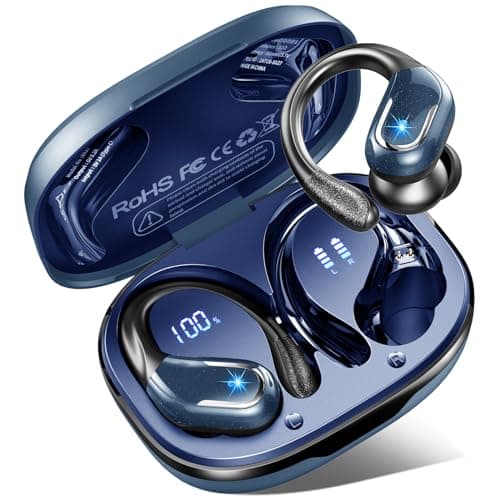 Wireless Earbuds, Ltinist Bluetooth 5.3 Headphones, Wireless Earphones 75H Playtime and HiFi Stereo Sound with Mic, Dual LED Display, IP7 Waterproof in Ear EarHooks, USB-C, Headsets for Sport, Running