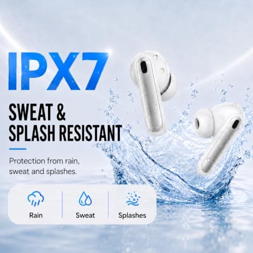 Wireless Earbuds, Bluetooth 5.4 In-Ear Headphones with 13mm Drivers, Hi-Fi Stereo Deep Bass, ENC Noise Cancelling Mic, 40H Playtime, IPX7 Waterproof, USB-C Earphones for iOS Android (Frost White) — view 6