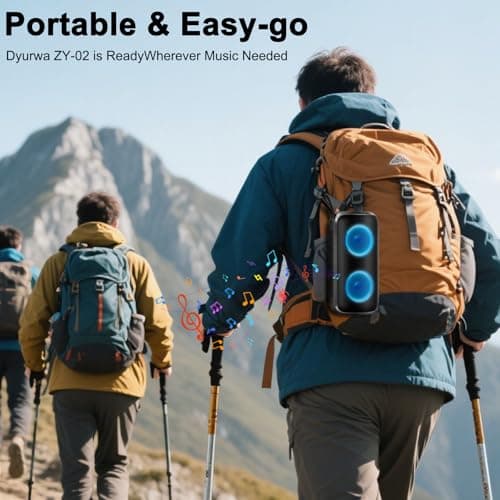 Dyurwa Portable Bluetooth Speaker with 24W Stereo Sound, Speakers Wireless Bluetooth 5.3 with 12H Playtime, IPX6 Waterproof and RGB lights, Built-in Mic Outdoor Speaker for Home/Hiking/Party/Travel — view 6