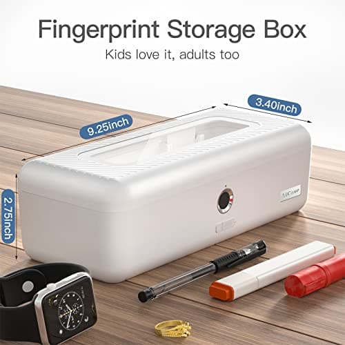 AICase Biometric Fingerprint Storage Box, Portable Cash Jewelry Security Case Lock Box Safe,Combination Lock for Car, Home,Office Travel (white-small) — view 5