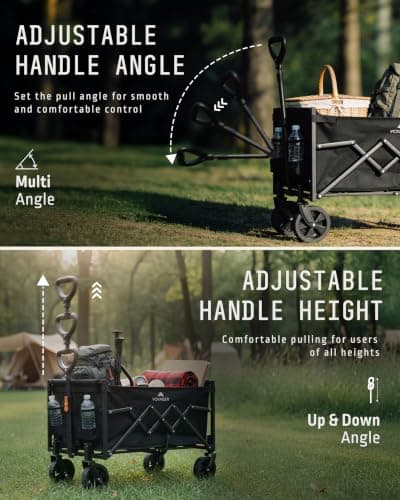 Voyager Folding Camping Wagon 70L, Collapsible Festival Trolley, Black — view 6