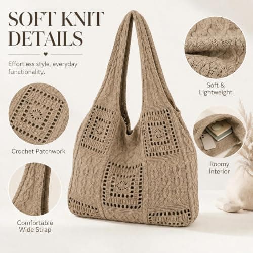 GASGYAI Crochet Beach Tote Bag for Women, Large Knitted Shoulder Bag — view 3