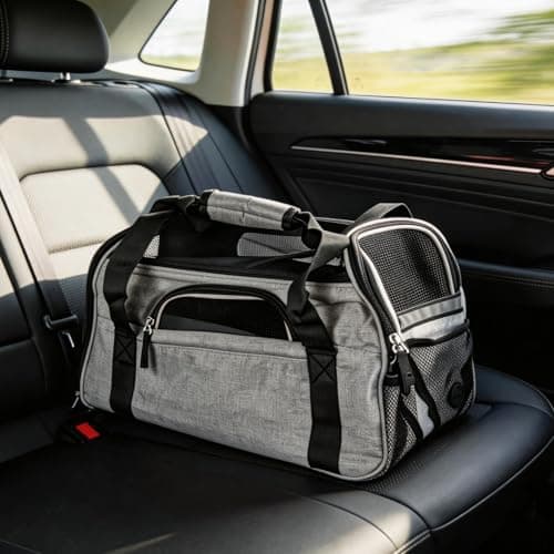 Minifactory Soft-Sided Pet Carrier Bag for Cats & Small Dogs – Foldable Travel Carrier with Breathable Mesh, 4 Storage Pockets, Removable Comfort Pad, Airline Approved (Grey, S) — view 4