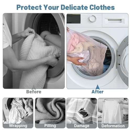 6 Pack Mesh Laundry Bags for Delicates, Mesh Zipped Wash Bags Set, M+S — view 5
