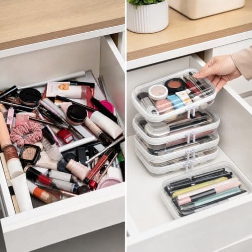 3PCS Clear Hard Shell Zipper Cases, Transparent PET Storage Cases with Double Zipper, Stackable Sealed Toy Storage Bags, Clear Busy Bags for Travel Toiletry Organiser, Makeup and Stationery — view 6