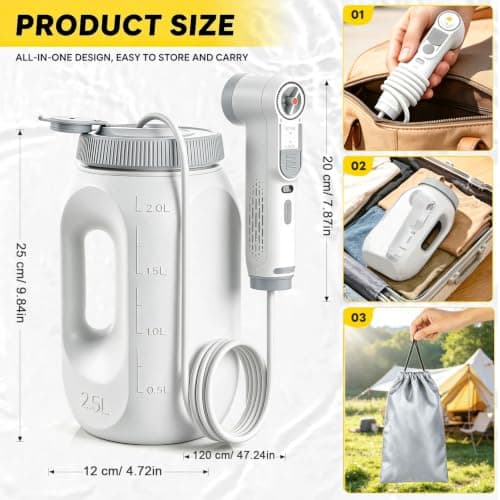 FOTSHARER Portable Bidet for Travel, Electric Bidet for Women & Men, High Pressure 1600mAh Bidet Sprayer, LED Display, Dual Spray Modes, 2.5L Tank, IPX6 Waterproof Handheld Bidet for Camping & Home — view 2