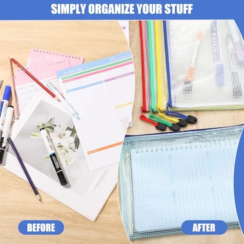 A5 Plastic Wallets, 5 Pack Zip Lock Bags Mesh Document Wallet File Folders — view 5