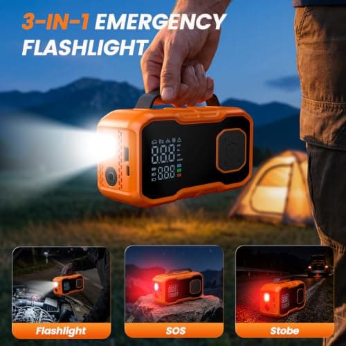 Jump Starter Power Pack, Car Battery Booster Jump Starterwith Tire Inflator — view 5