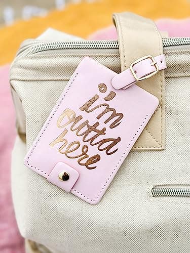 Ban.do Getaway Suitcase Tag for Travel, Durable Vegan Leather Luggage Identifier (I'm Outta Here) — view 4