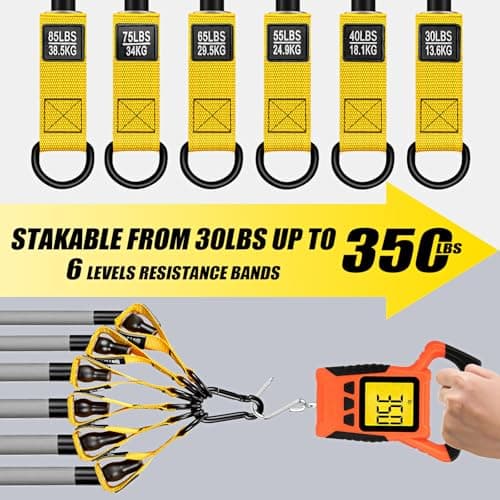 WOQQW Heavy Resistance Bands, 350lbs Resistance Bands Set for Men, Exercise Bands with Handles, Door Anchor, Ankle Straps, Workout Bands for Muscle and Strength Training - Home Gym Workout Equipment — view 3