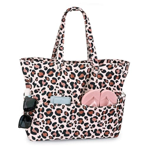 benpen Large Beach Bag for Women:Summer Beach Tote Bag with Zip