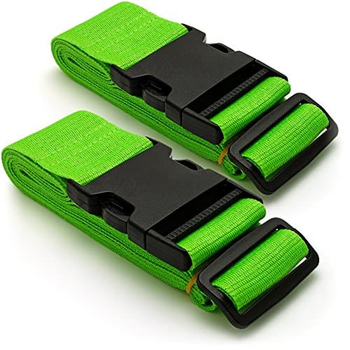 CampTeck U6746 Long Travel Luggage Straps Adjustable Suitcase Safety Belts– Green, 1 Pair